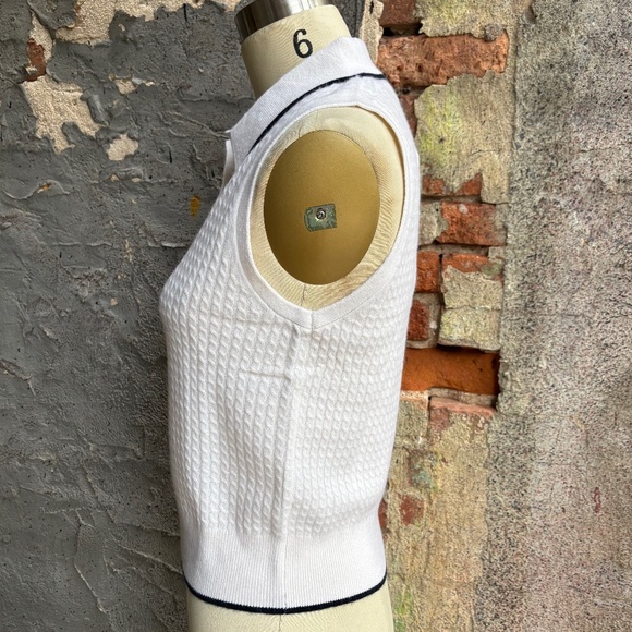 White + Warren Cashmere Cable Sleeveless Polo - Picture 5 of 8